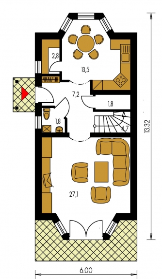 Mirror image | Floor plan of ground floor - KLASSIK 102